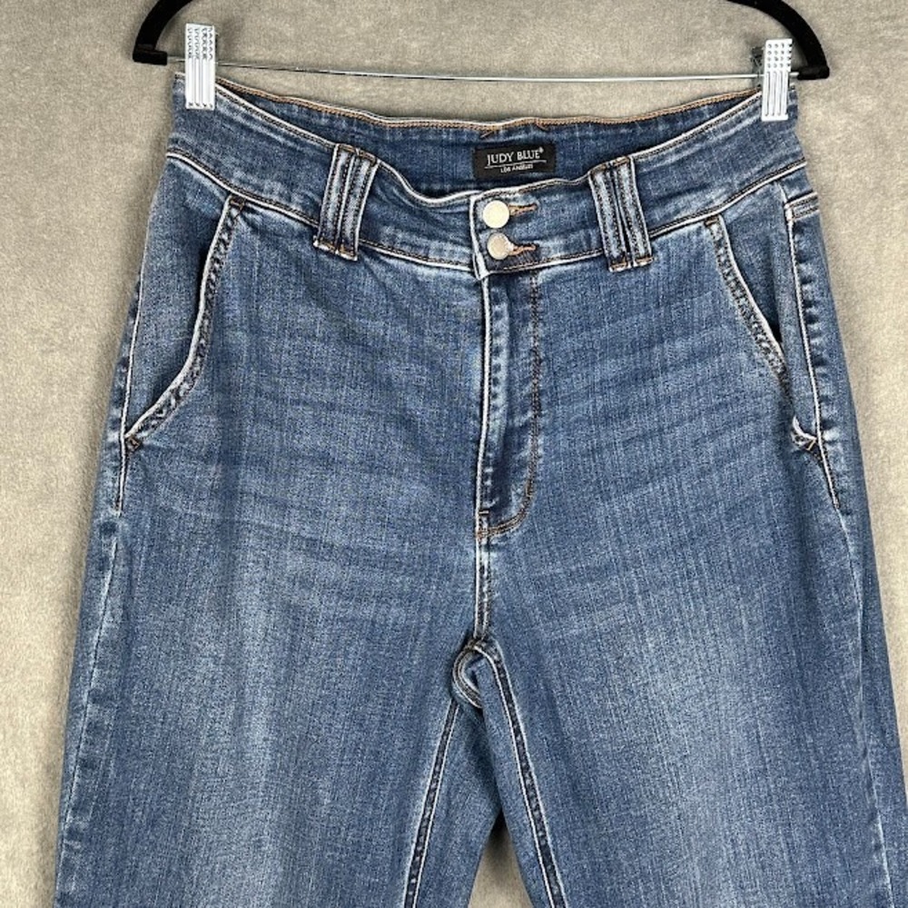 Judy Blue Jeans Womens 14W Blue Wide Leg Stretch Pockets High Rise Medium Wash - Picture 2 of 14